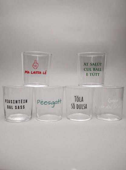 Set di 6 Bicchieri con frasi in dialetto piacentino