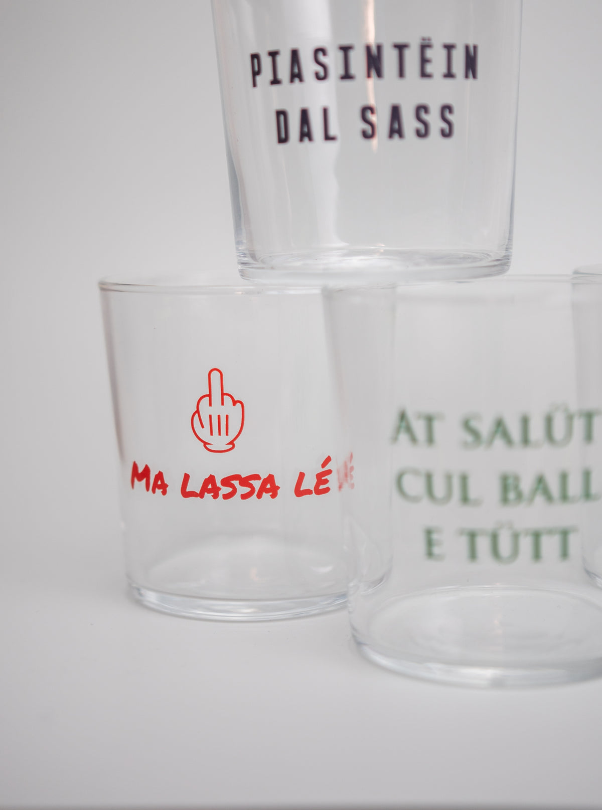 Set di 6 Bicchieri con frasi in dialetto piacentino