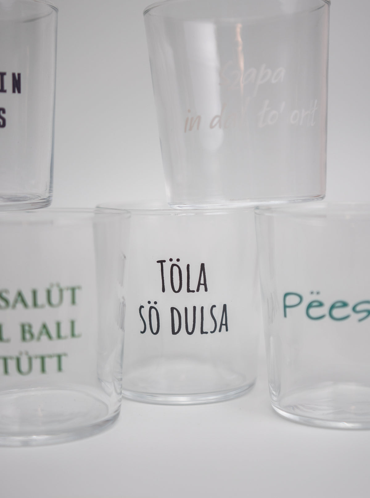 Set di 6 Bicchieri con frasi in dialetto piacentino