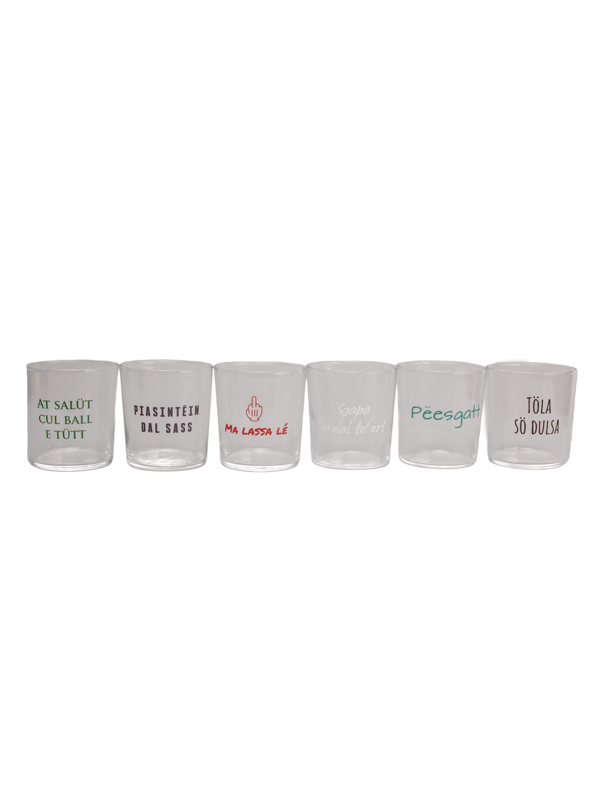 Set di 6 Bicchieri con frasi in dialetto piacentino