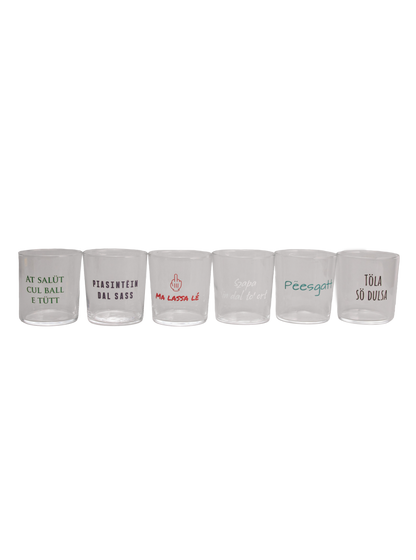 Set di 6 Bicchieri con frasi in dialetto piacentino